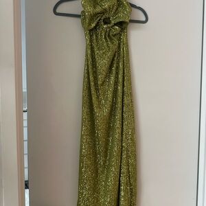 Halter Green Sequin Dress